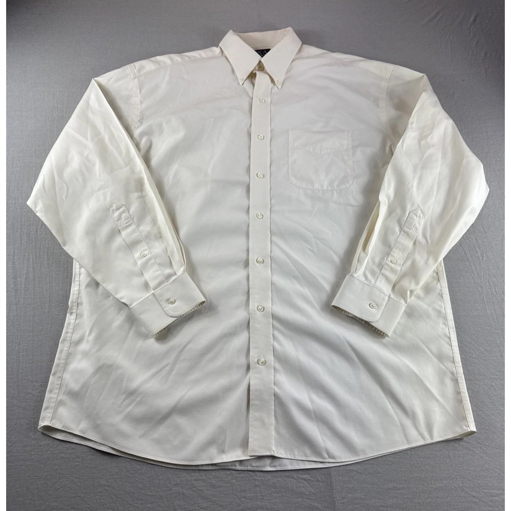 Jos A Bank Travelers Dress Shirt Mens 17 35 Yellow Long Sleeve Button Up Preppy